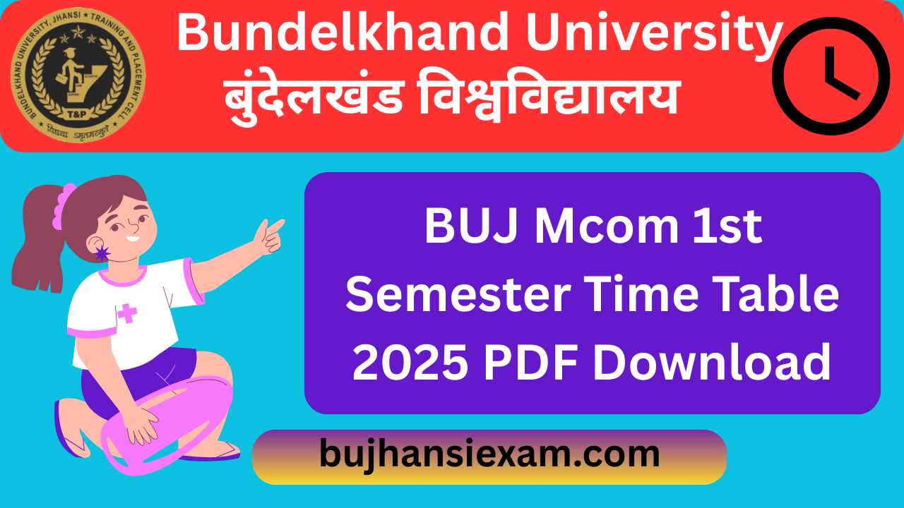 BUJ Mcom 1st Semester Time Table 2025 PDF Download